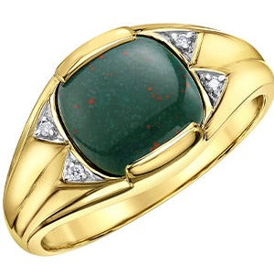 10K Bloodstone & Diamond Ring