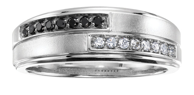 10K White Gold Black Diamond Wedding Band
