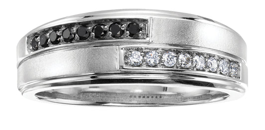 10K White Gold Black Diamond Wedding Band