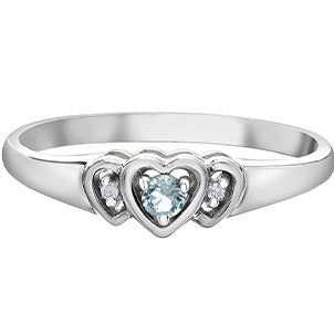 Dainty Aquamarine Heart Ring