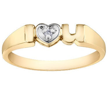 10K Yellow Gold Diamond I <3 U Ring