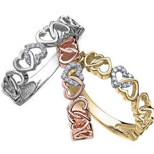 10K White Gold Diamond Heart Band