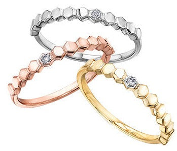 10K Gold Diamond Hexagon Ring