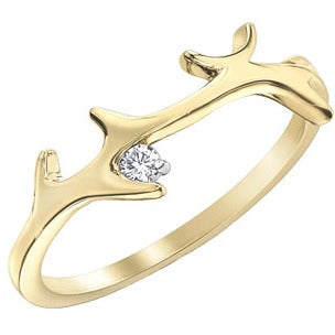 10K Yellow Gold Antler Ring