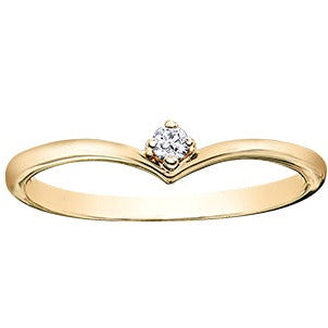 14K Yellow Gold Chevron Diamond Band