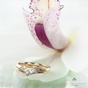14K Yellow Gold Chevron Diamond Band