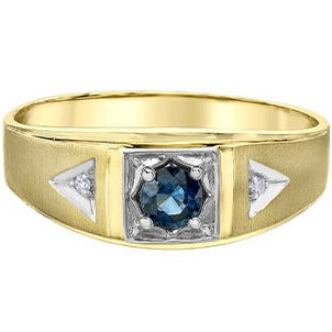 10K Yellow Gold Diamond & Sapphire Men's Ring