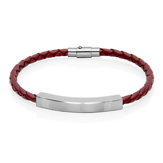 Braided Leather & Stainless Steel Bracelet