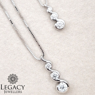 14K White Gold Canadian Diamond Tides of Love Necklace