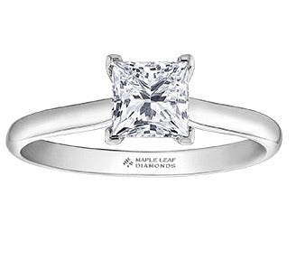 18K White Gold Palladium Princess Cut Engagement Ring