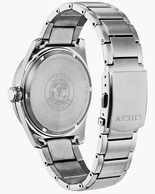 Citizen Eco Drive Silver Tone Watch with Green Face