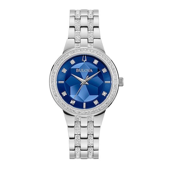Bulova Silver Tone Swarovski Crystal Watch