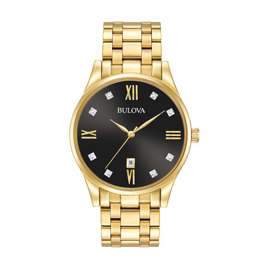 Bulova Gold Tone Diamond Accent Watch