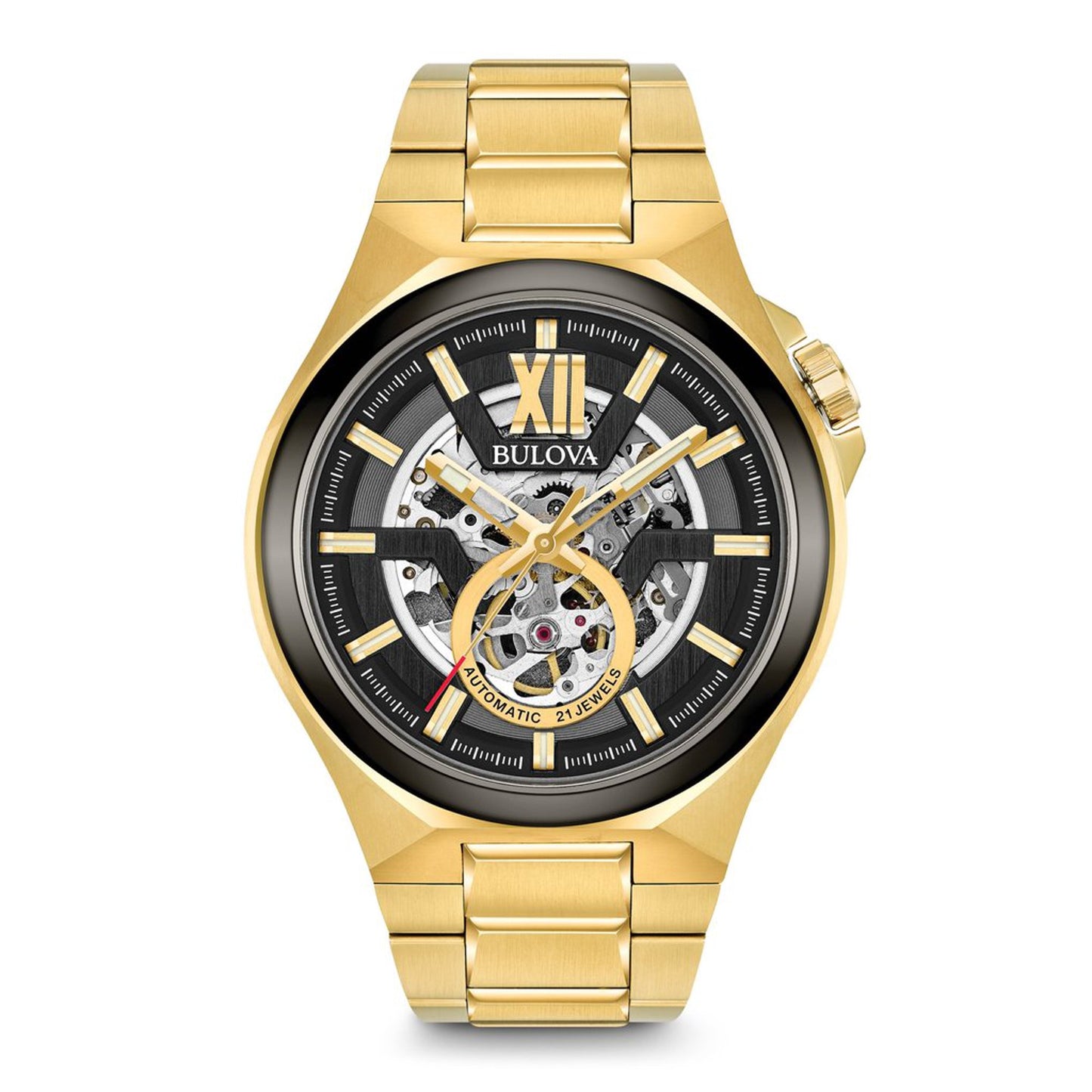 Bulova Gold Tone Exposed Mechanism Watch