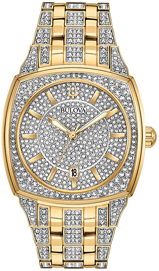 Bulova Gold Tone Crystal Watch