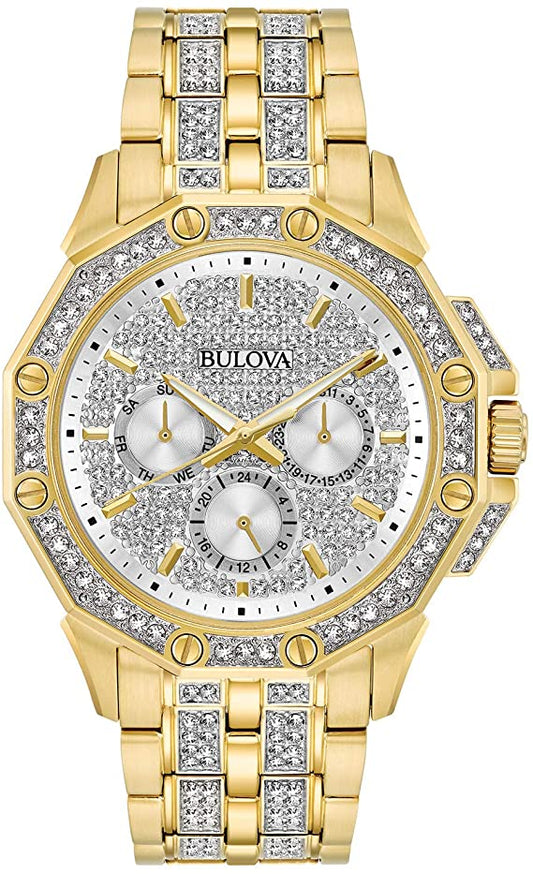 Bulova Gold Tone Crystal Multiple Dial Watch