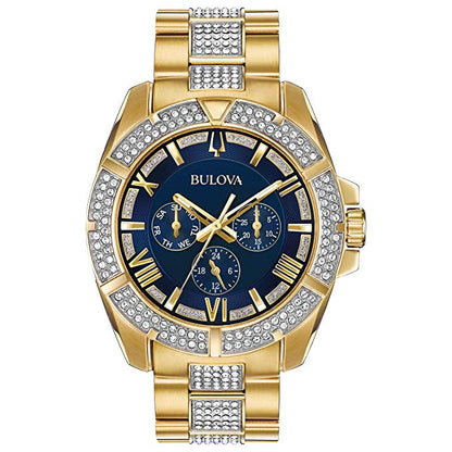 Bulova Octava Crystal Accent Gold-Tone with Blue Dial