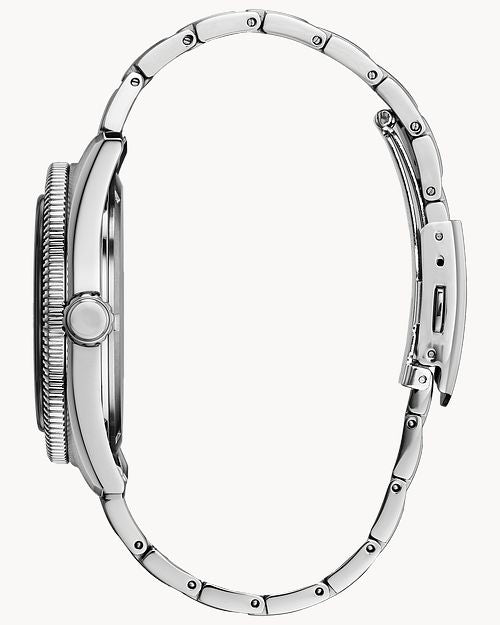 Citizen Eco Drive Silver Tone Watch with Green Face