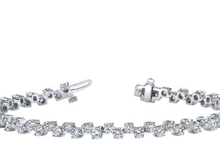 14K White Gold Offset Diamond Tennis Bracelet