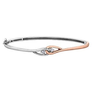 10K Two Tone Diamond Bangle