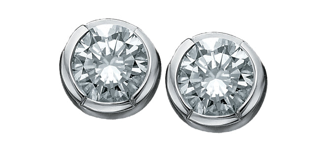 10K White Gold Diamond Stud Earrings