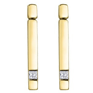 10K Yellow Gold Princess Cut Stud Earrings