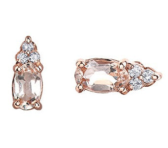 10K Rose Gold Diamond & Morganite Studs
