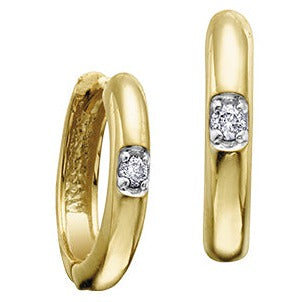 10K Yellow Gold Diamond Hoop Earrings