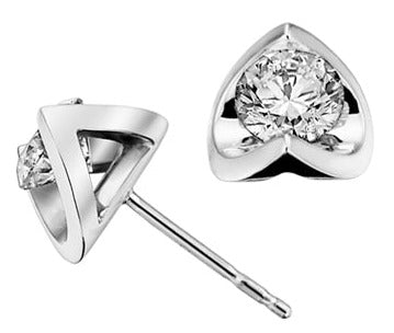 18K White Gold Palladium Tension Set Diamond Earrings