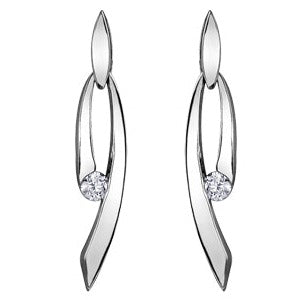 10K White Gold Wish Bone Diamond Earrings