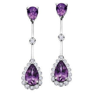 10K White Gold Amethyst Dangle Earrings