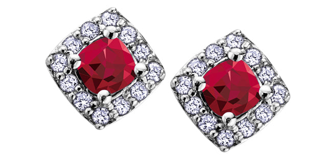 10K White Gold Diamond & Gem Earrings