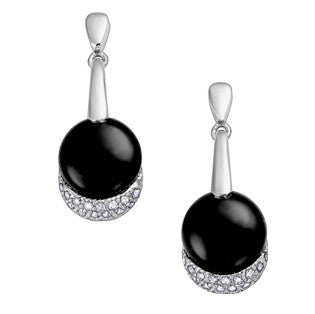 10K White Gold Onyx & Diamond Earrings