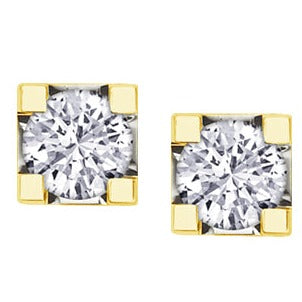 10K Yellow Gold Diamond Stud Earrings