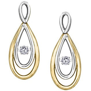 10K Two Tone Diamond Pulse Earrings