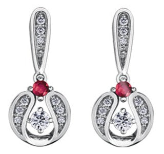 14K White Gold Diamond Ruby Earrings