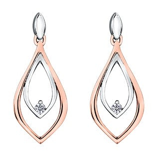 14K Two Tone Drop Earrings