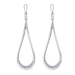 14K White Gold Diamond Drop Earrings