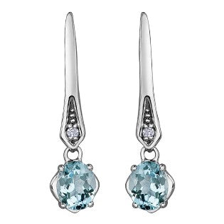 10K White Gold Aquamarine Dangle Earrings