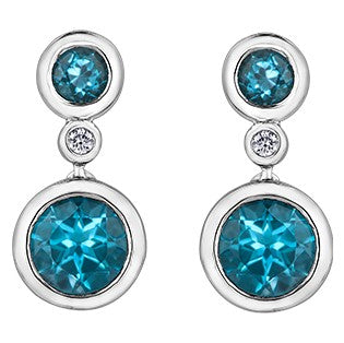 Blue Topaz Diamond Earrings