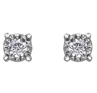 10K White Gold Diamond Solitaire Stud Earrings