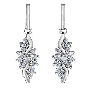 10K White Gold Diamond Dangle Earrings