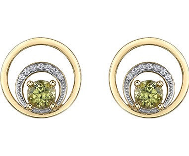 10K Yellow Gold Peridot & Diamond Earrings
