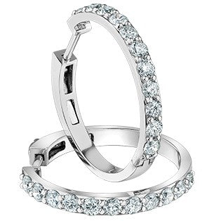 14K White Gold Lab Grown Diamond Hoop Earrings
