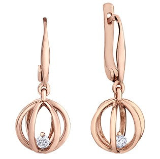 14K Rose Gold Diamond Dangle Earrings