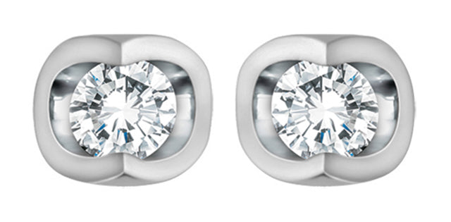 10K Gold & Diamond Tension Set Earrings