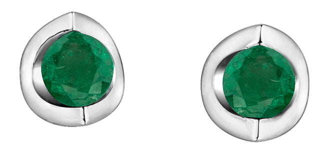 10K White Gold Tension Set Gem Earrings