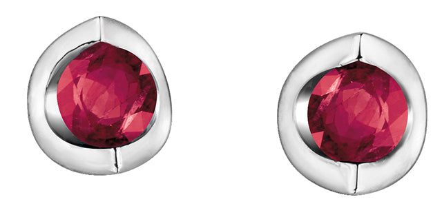 10K White Gold Tension Set Gem Earrings