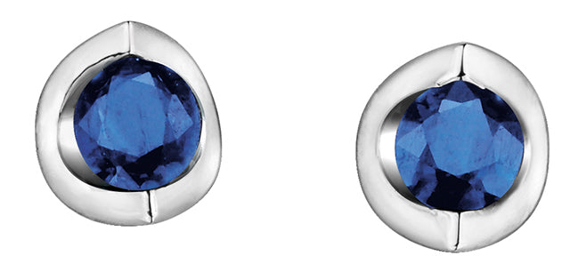 10K White Gold Tension Set Gem Earrings