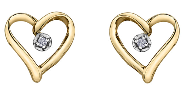 10K Yellow Gold Heart Earrings